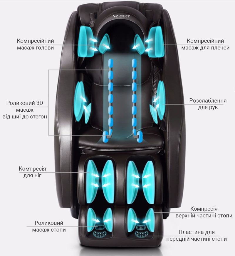 Масажне крісло Zenet ZET-1288 Чорне